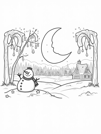 Giant Candy Canes and Gingerbread Village in a Winter Forest