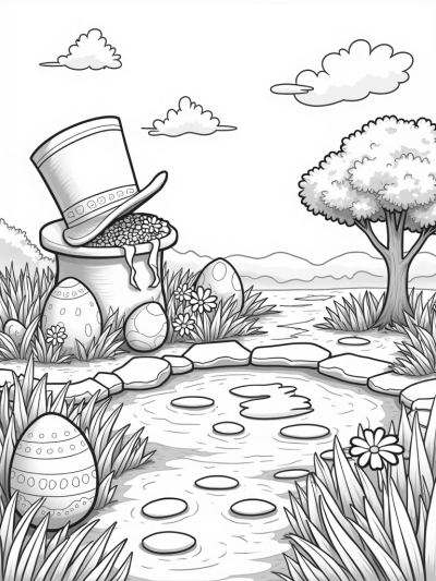 Giant Top Hat in a Colorful Easter Garden