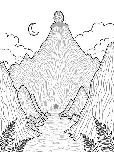 Dragon Scale Mountains with a Glimmering Egg