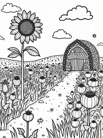 Oversized Vegetables and a Quirky Barn in a Farm Landscape