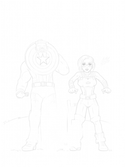 Captain America and Black Widow in Action