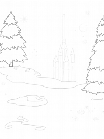 Frozen Forest with Majestic Ice Castle