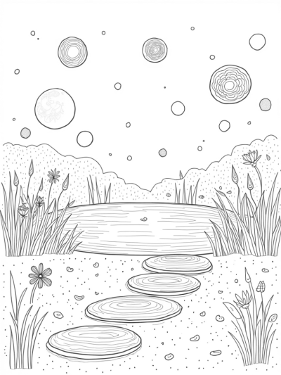 Floating Circles in a Tranquil Garden