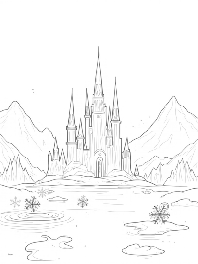 Majestic Ice Castle Over a Frozen Lake