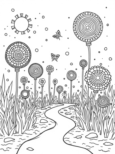 Giant Circles in a Whimsical Garden