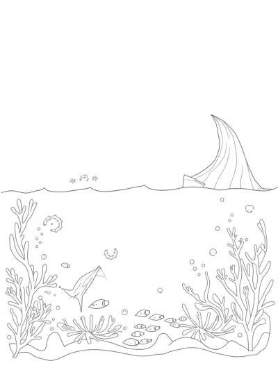Underwater Symphony with Musical Coral and a Shark Fin