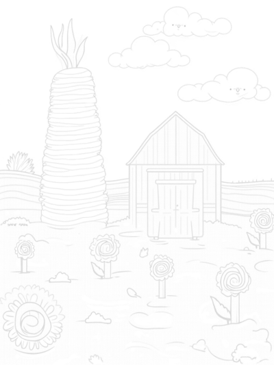 Giant Carrot and Barn Owl Farm Scene