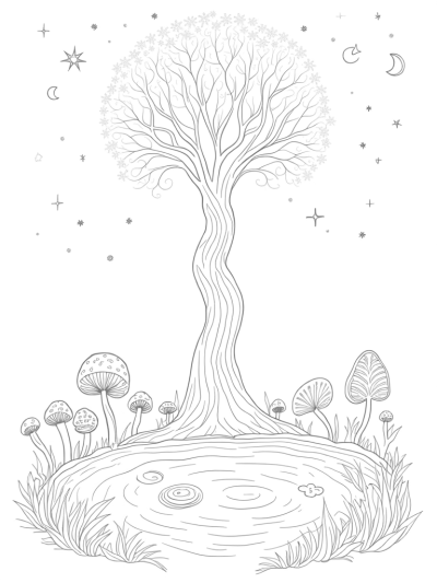 Majestic Tree Under a Starry Sky