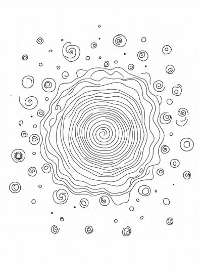 Swirling Galaxy of Circles with Mandala Center