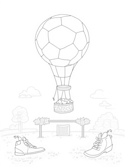 Hot Air Balloon Soccer Ball in a Flower Field