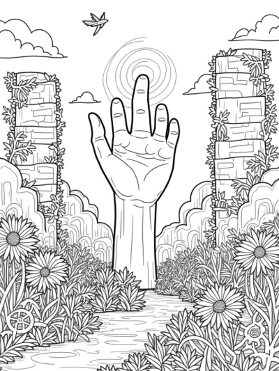 Titan's Hand Archway in a Flower Field