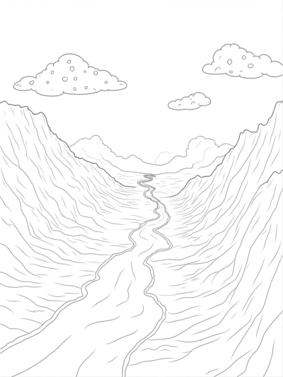Paint River and Giant Brushstrokes Landscape