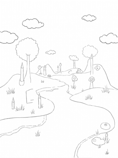 Patchwork Hills and Paintbrush Trees