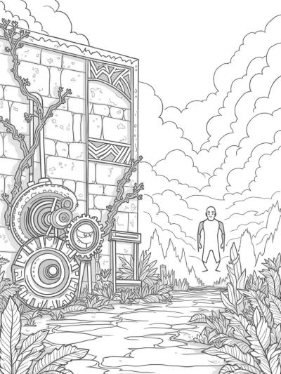 Colossal Stone Wall with Titan Silhouette