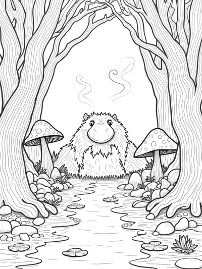 Gruffalo's Face in a Forest Clearing