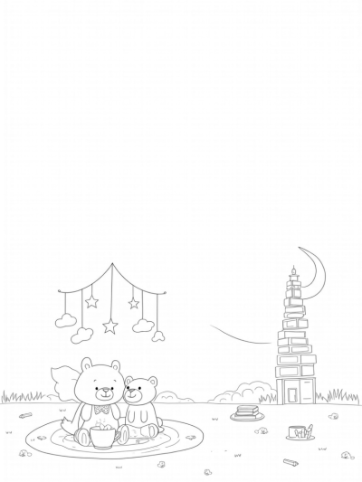 Giant Mobile and Plush Friends in a Nursery Landscape