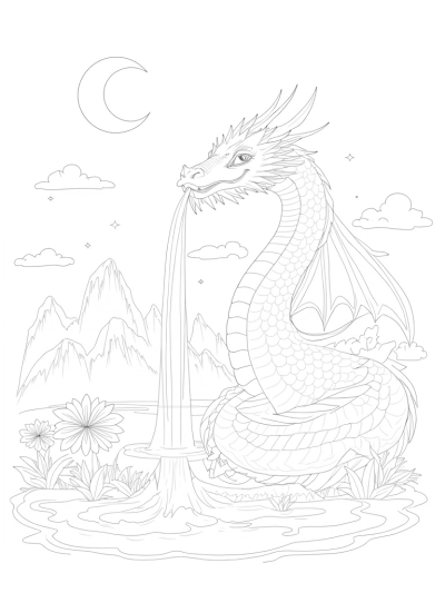 Majestic Dragon Coiled Around a Crystal Mountain