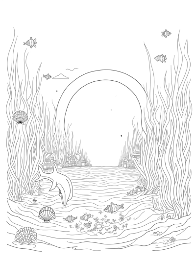 Underwater City with Dolphins and Coral