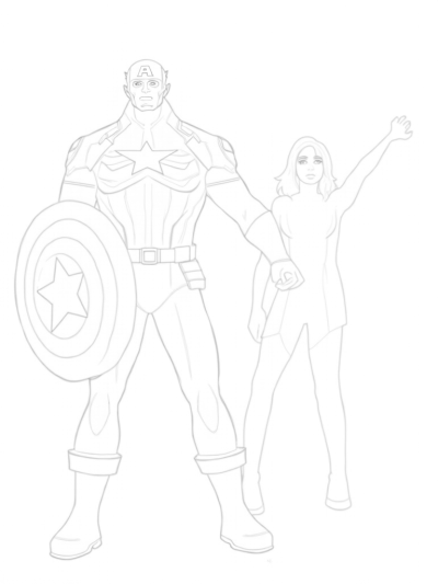 Captain America and Black Widow Team Up in Action