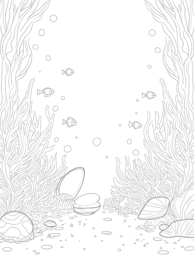 Underwater Garden with Lace Coral and Geometric Fish