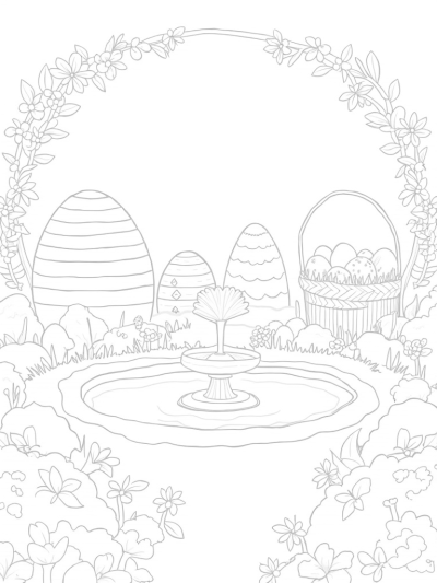 Giant Carrot Fountain in a Colorful Easter Garden
