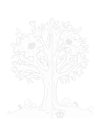 Four Seasons Tree with Butterflies and Snowflakes