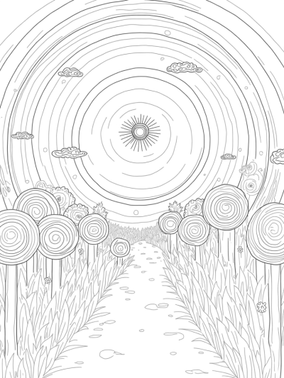 Oversized Circles in a Whimsical Garden