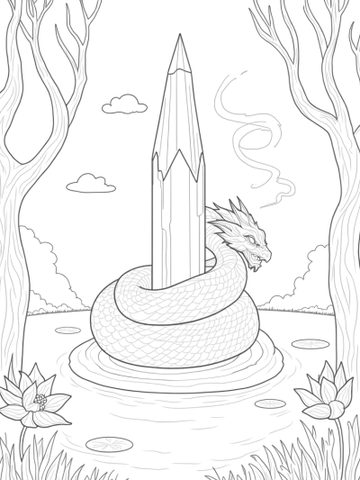 Majestic Dragon Coiled Around a Crystal Spire