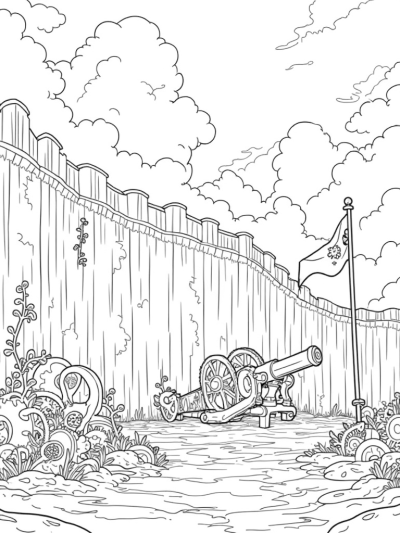 Crumbling Wall with Gears and Titans