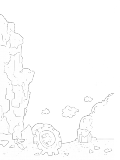 Crumbled City Wall with Titan Face and Gear