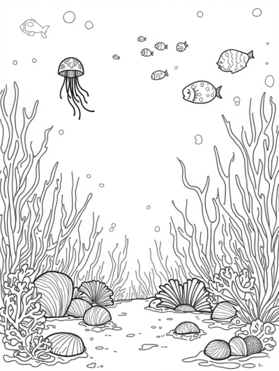 Underwater Garden with Coral and Fish
