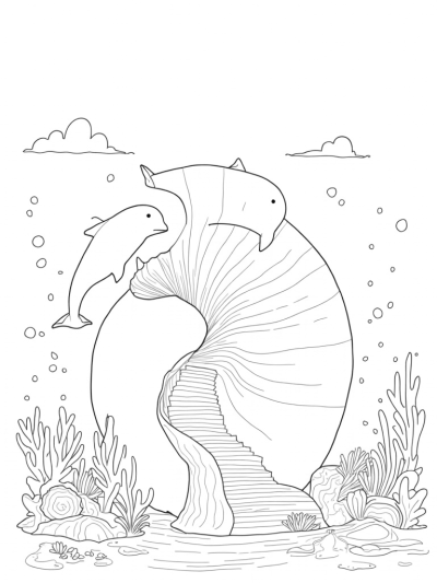 Underwater Wonderland with Dolphins and Seashells