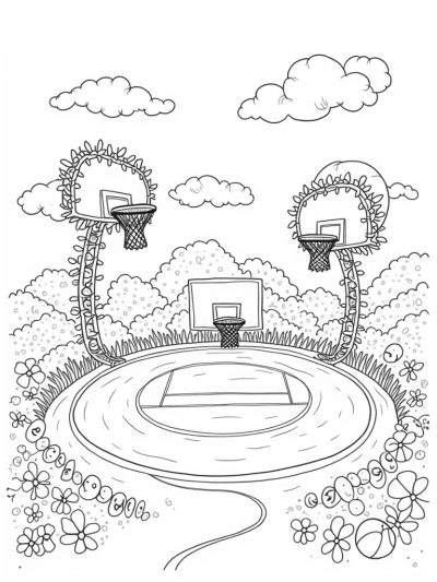 Giant Tennis Ball Sports Arena with Oversized Equipment
