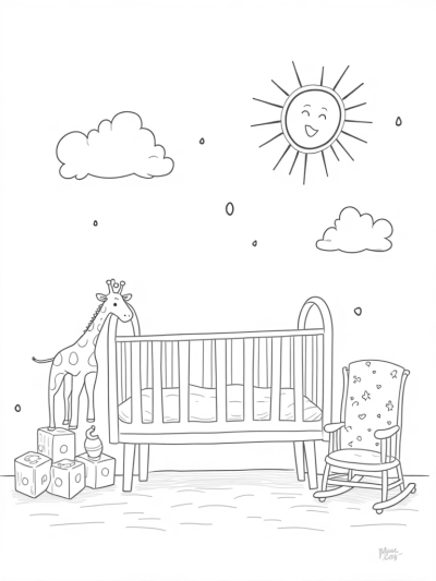 Giant Crib Surrounded by Playful Toys