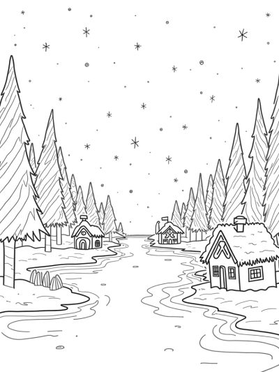 Candy Cane Forest and Gingerbread Houses in a Winter Wonderland