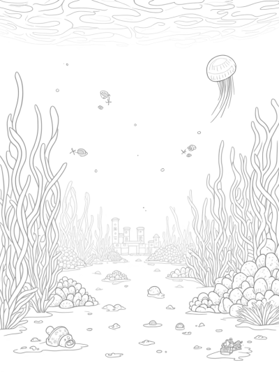 Underwater Garden with Coral Castles and Dancing Fish