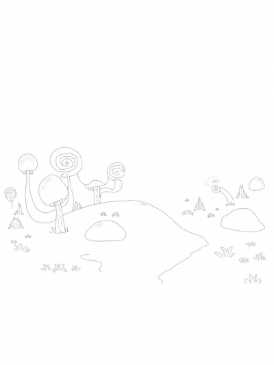 Colossal Mushrooms and a Serene River in the Forest Glade