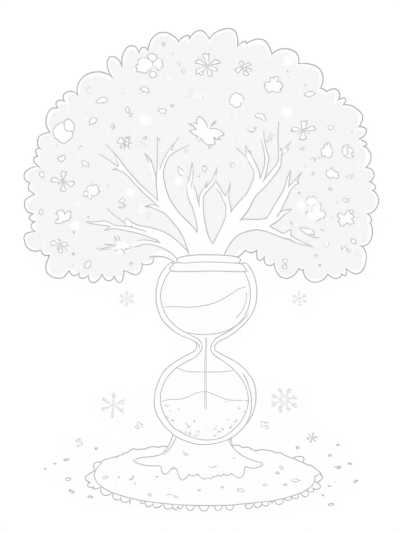 Seasonal Tree with Hourglass