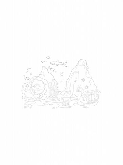 Underwater Garden with a Shark and Treasure