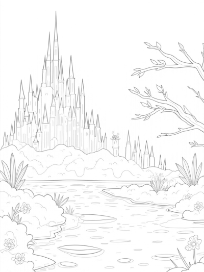 Majestic Ice Castle with Snowflake Vortex