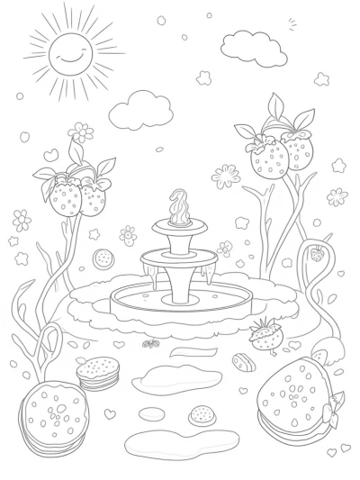Fruit Garden with Chocolate Fountain and Macarons