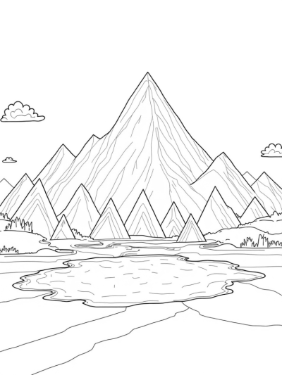 Geometric Triangle Landscape with Floating Islands