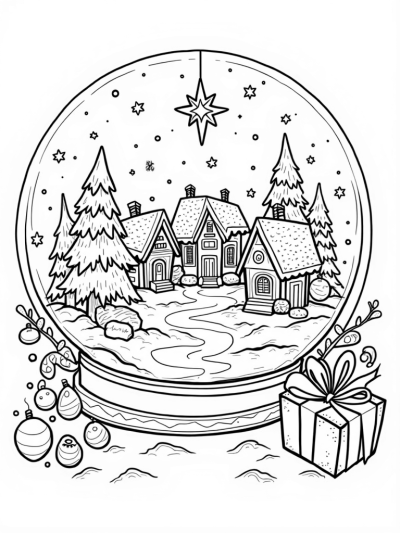 Holiday Village in a Snow Globe