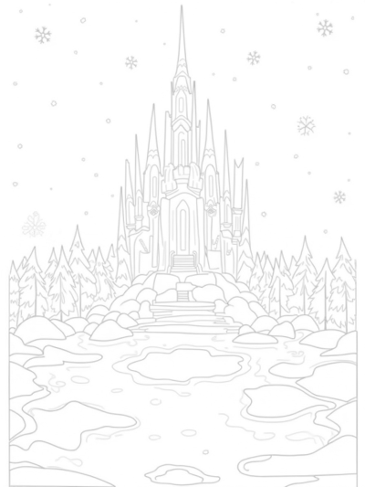 Magical Ice Palace with Frosty Trees