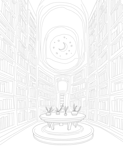 Floating Tomes and Enchanted Quills in a Magical Library