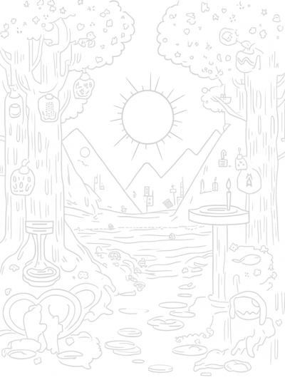 Heart and Star Fruit Garden with Shimmering River