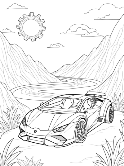 Futuristic Lamborghini on a Winding Road
