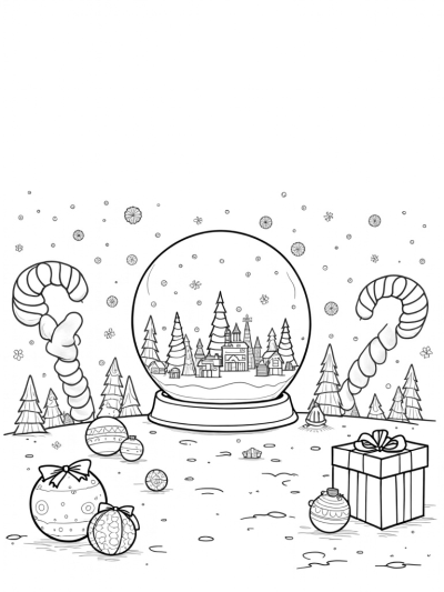 Giant Snow Globe with Candy Cane Trees and Ornaments