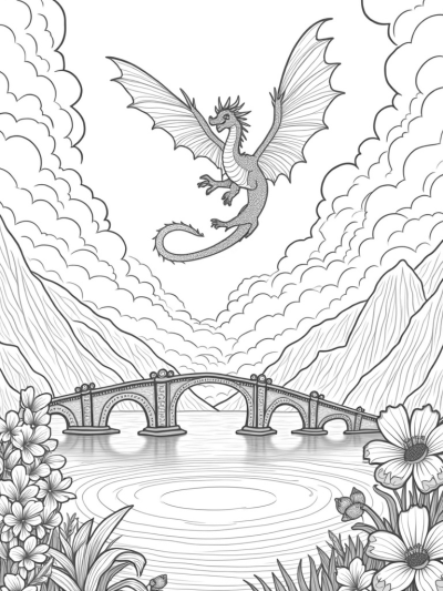 Colossal Dragon Bridge Over Tranquil Lake