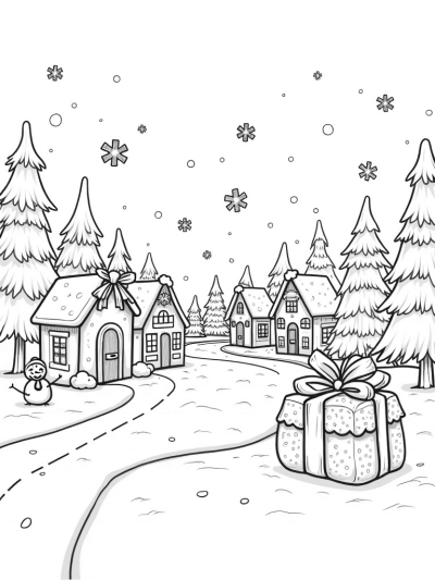 Gingerbread Village in a Winter Wonderland